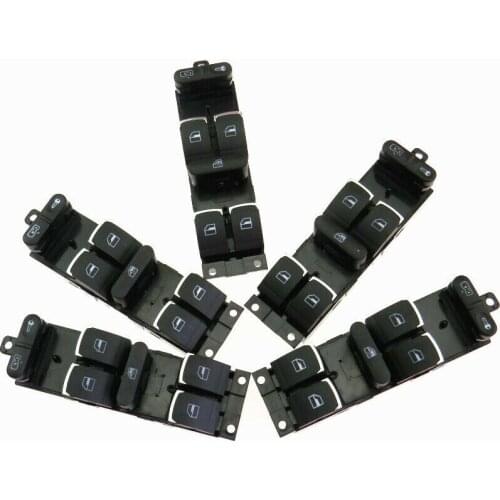 5Pcs Chrome Driver Side Master Window Controller Door Switch For VW Jetta Golf Mk4 Passat B5 1998-2005 3BD 959 857 1J4959857D