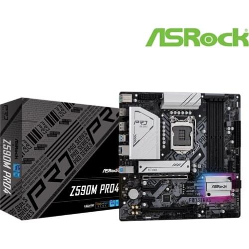 ASROCK Z590M PRO4 Micro ATX Intel Z590 DDR4 4800+(OC) MHz SATA M.2 USB New Max-128G Double Channel Socket 1200 Motherboard
