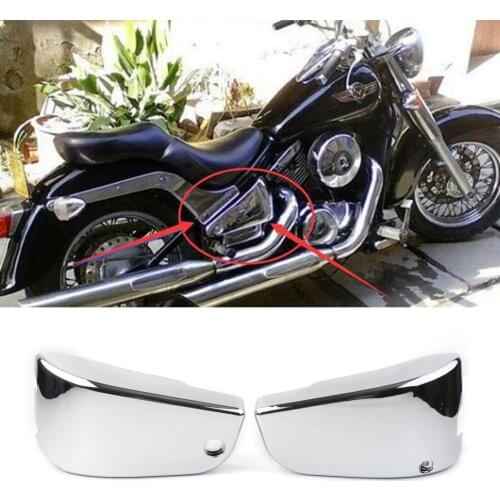 Chrome/Black Motorcycel Battery Side Fairing Cover Protector For Kawasaki Vulcan VN1500 Classic Nomad VN 1500 ABS Plastic 2Pcs