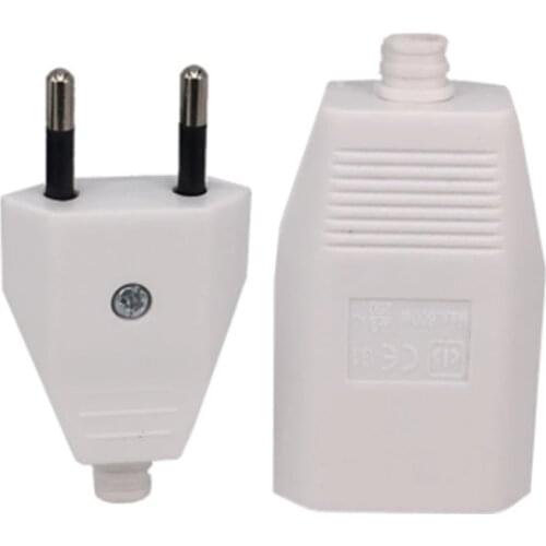 Black White 2.5A Korea Russia Germany EU Assemble Wiring Plug Power Cable Connector Female Male 2Pole Electrical Socket Plug