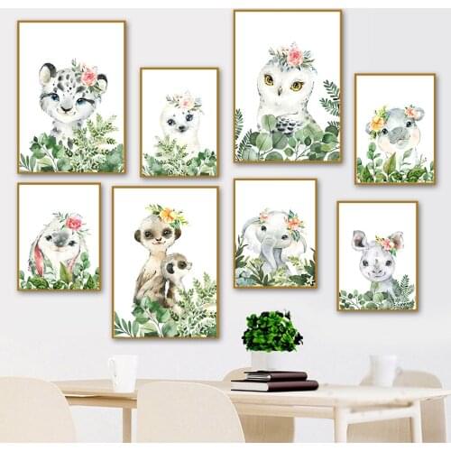 Baby Giraffe Leopard Elephant Lion Zebra Jungle Wall Art Canvas Painting Nordic Posters And Prints Wall Pictures Kids Room Decor