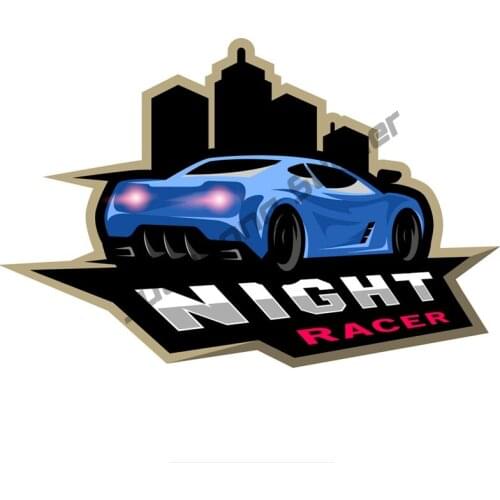 Night Street Racer Emblem Sport Art Pattern Trunk Laptop Tank Cap Car Sticker Funny Coloful Decals Motorcycle Sticker PVC10x15cm