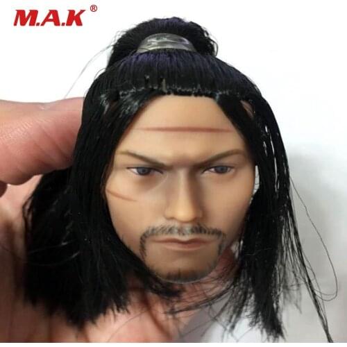 1/6 Japan Male Head Sculpt Miyamoto Musashi Head Carved Model for 12'' Figure Body Dolls