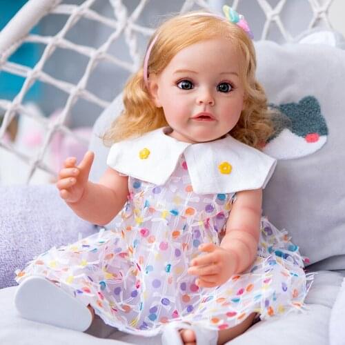 NPK 55CM Reborn Doll Hand-detailed Painting Full Body Silicone Reborn Toddler Girl Princess Sue-Sue Waterproof Toy