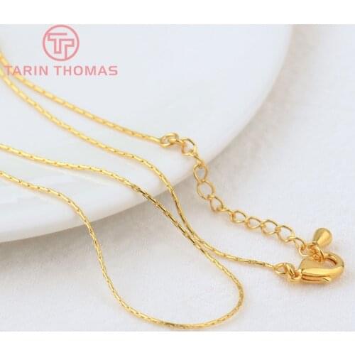 2PCS Length 36CM Thickness 0.7MM 24K Gold Color Brass Finished Necklace Chain High Quality Jewelry Making Findings Accessories
