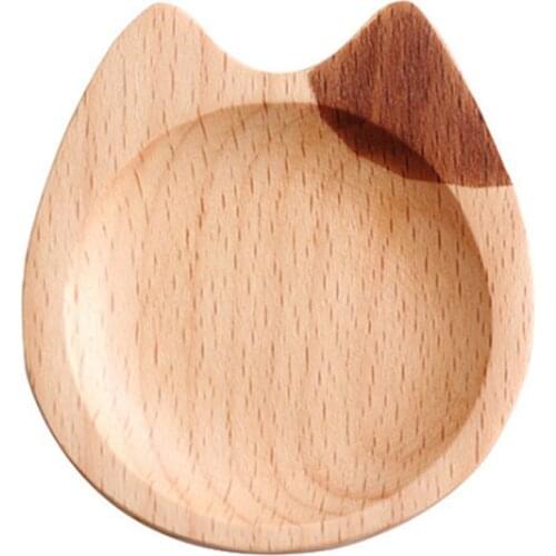 Mini Cat Shape Dish Japanese Style Cartoon Sauce Dish Creative Wooden Flavoring Sushi Mustard Plate Soy Tray