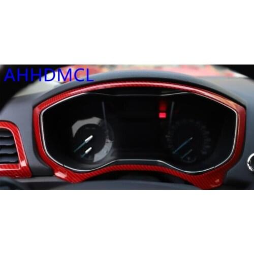 Car Interior Mouldings Modification Decorative Trim Frame Interior Sequins Red Carbon Fiber For Mondeo 2013 2014 2015 2016