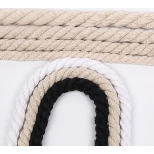 New 10 Meters 6MM/8MM/10MM/12MM 3 Shares Twisted 100% Cotton Cords DIY Craft Decoration Rope Cotton Cord for Bag Drawstring Belt