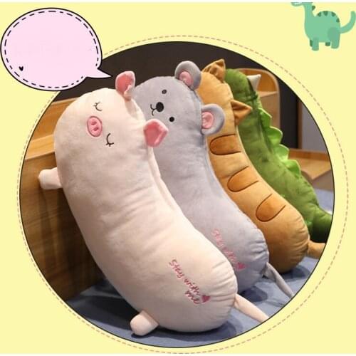 New 65cmplush cute Lazy animal cat dinosaur mouse piggy doll stuffed soft Pillow Back pad good quality christmas gift for friend