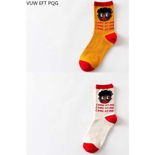 Men women socks boy girl street good quality white style cartoon pictures rock roll hip hop cotton long brand new 1Pairs a Lot