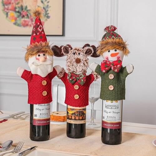 2020 Christmas Wine Set Home Hotel Decoration Snowman Elk Knitted Elderly Cn(origin) Cloth