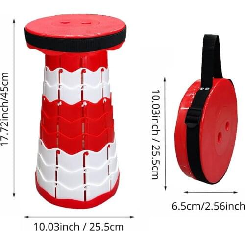 Folding Stool Outdoor Portable Travel Adjustable Telescopic Stool Net Red Shrink Seat Stall Night Market Train