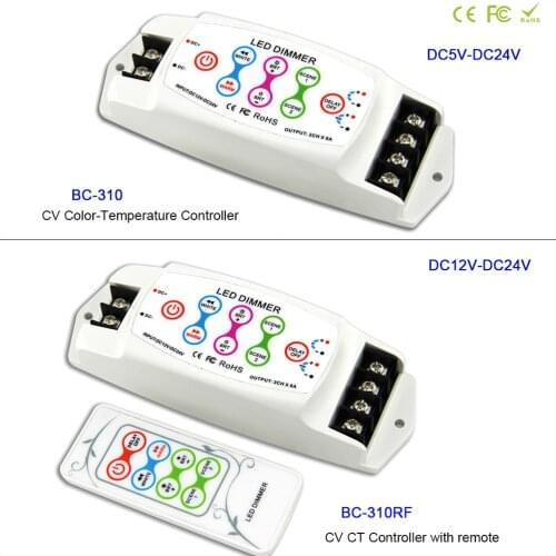 DC5V 12V 24V Color temperature LED Strip Light Controller wireless remote Max 8A*2CH DIY Cold white/Warm white lamp tape dimmer