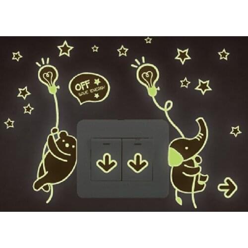 Luminous Bear the elephant Decorative switch Wall stickers Noctilucent stick Fluorescent stickers Children room The dormitory