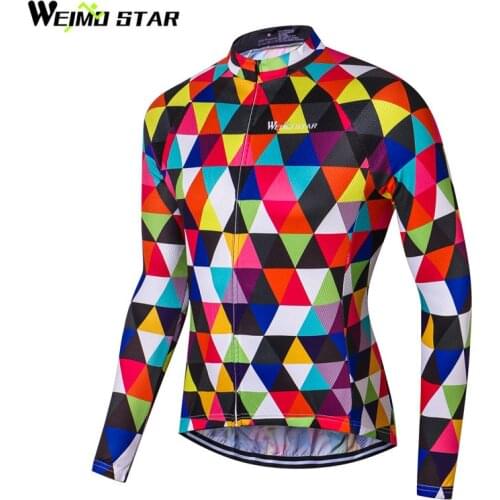 Weimostar Colorful Autumn Long Sleeve Cycling Jersey mtb Bike Jersey Breathable Bicycle Wear Road Cycling Clothes Ropa Ciclismo