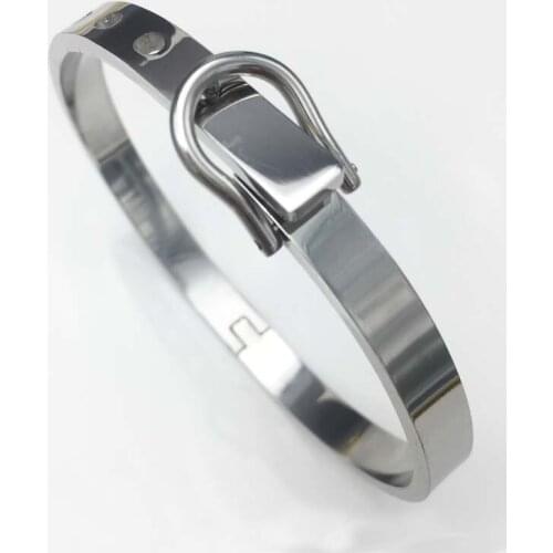 Clasps Belt Buckle Bracelets Punk Girls Jewelry Smooth Simply Fashion Gold Color Stainless Steel Bracelets & Bangles