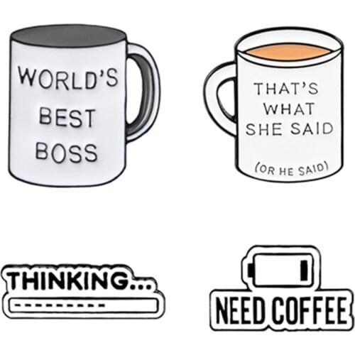 Coffee Cup Badges Hijab Pins Enamel Brooches For Women Cute Pins Metal Decorative Badges Art Brooch On Backpack Aesthetic Pins