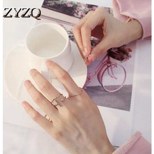 ZYZQ Trendy Simple Women Accessories Lovely Korean Stylish Triangle Shaped Four-Pieces Jewelry Ring Set Wholesale Lots&Bulk Hot