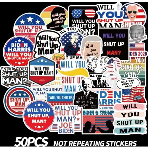 10/50pcs US Election Politics Shut Up Stickers Waterproof PVC Graffiti Stickers Suitcase Luggage Guitar Laptop Trendy Sticker