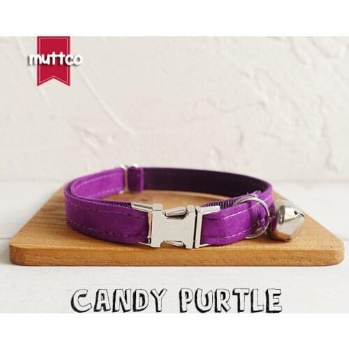 10pcs/lot MUTTCO Retailing self-design cat collar THE CANDY PURPLE handmade poly satin and nylon 2 sizes cat collar UCC029