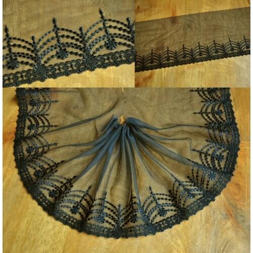 2 Meters Black Flower Lace Fabric Floral Venice Lace Mesh Making Dress Doll Decoration 19cm
