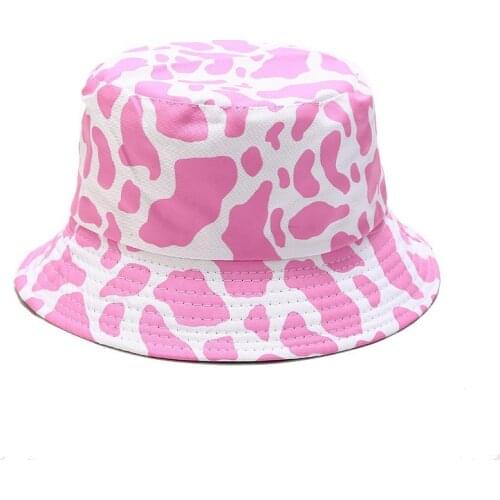 2020 New Fashion Reversible Black White Cow Pattern Bucket Hats Fisherman Caps For Women Gorras Summer Men