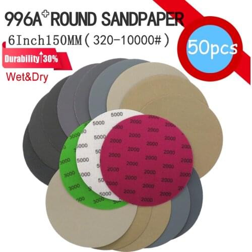 50pcs Grinding Disc 150/125mm Round Shape Sanding Discs Buffing Sheet Sandpaper Loop Sanding Pad for Woodworking Tools Dropship