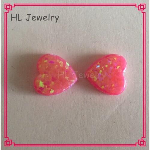 60PCS/Lot Wholesale Price OP42 Royal Pink 12MM Heart Cabochon Synthetic Opal Stone