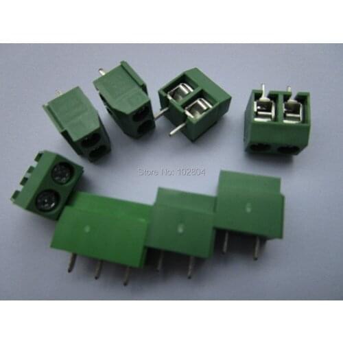 600 Pcs Green 2way/pin Pitch 5.0mm Screw Terminal Block Connector Wire Protector Type DC126V