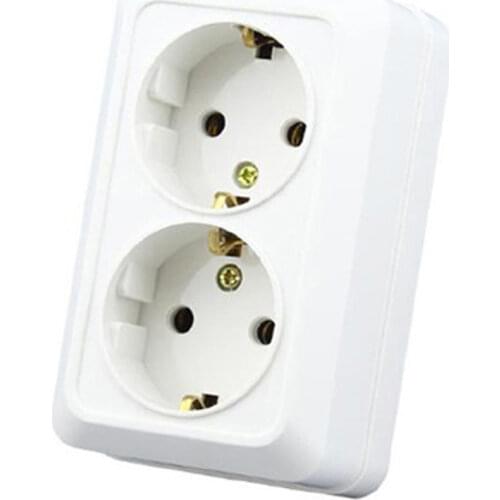 White EU Germany standard grounding industry Household ectrical AC power socket outdoor 16A 250V 2P+E 3 pole double wall socket
