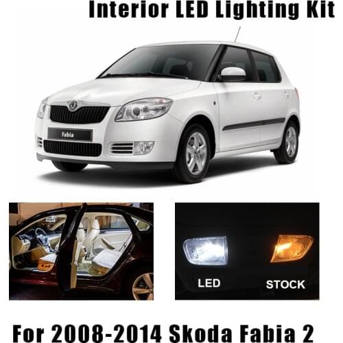 16pcs White Canbus Car LED Interior Light Kit Reading Bulbs Fit For 2008-2014 Skoda Fabia 2 MK2 MK II Map Dome Cargo Door Lamp