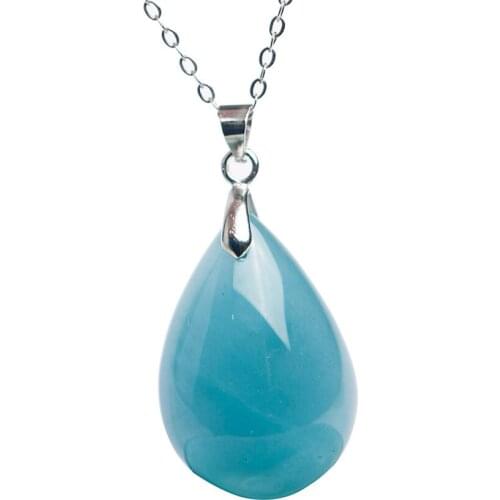 Free Shipping Genuine Natural Ocean Blue Stone Women Crystal Beads Fashion Pendant Popular Stone Necklace Trendy Men Pendant