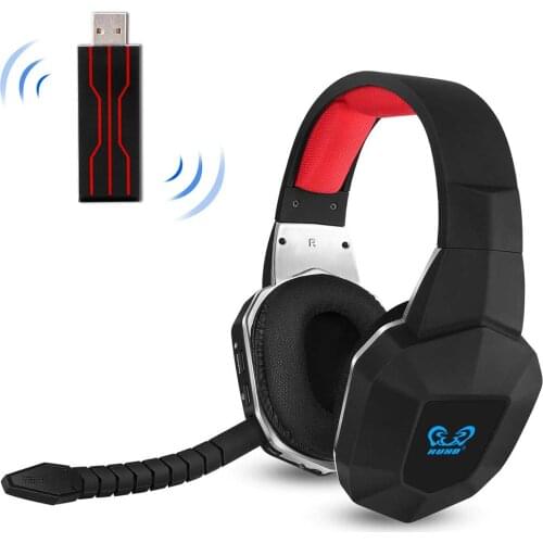 KINGSTAR 2.4G Wireless Gaming Headset Virtual 7.1 Surround Sound Headset with Removable Microphone for PS4/PC Gaming Headset