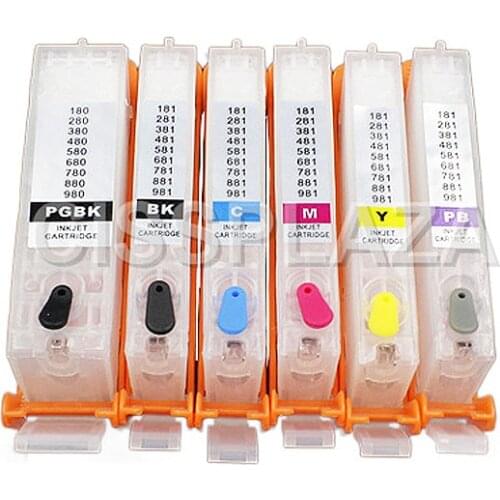 CISSPLAZA 6colors PGI-480 CLI-481refillable ink cartridges compatible for canon TS8140 TS8240 TS8340 TS9140 printer
