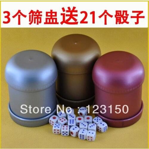 DC-017 Three Colors Plastic Dice Cup Set in high quality
