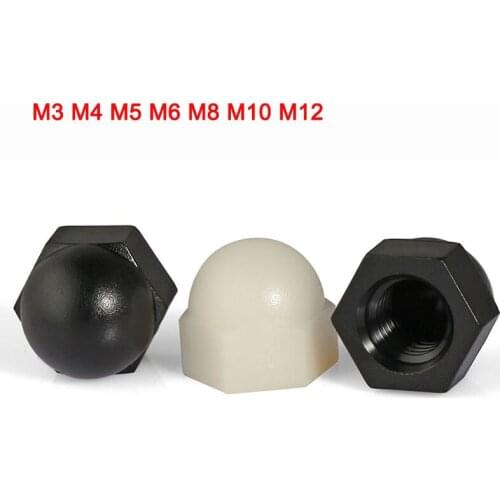 DIN1587 Nylon Black/White Acorn Cap Nuts Hex Dome Cover Decorative Nuts M3 M4 M5 M6 M8 M10 M12