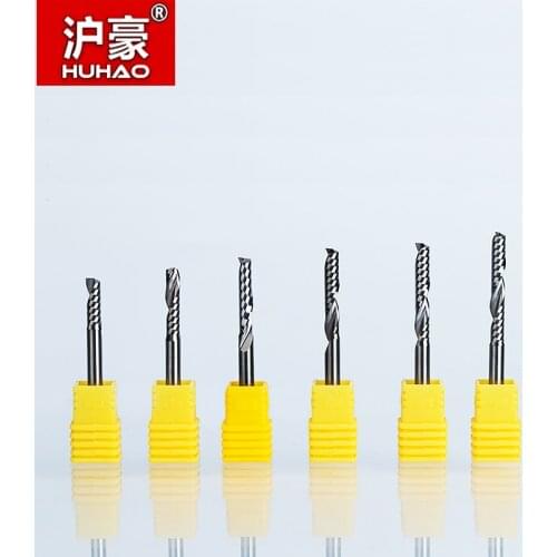 HUHAO 2pcs/lot Shank 4mm Single Flute Spiral Cutter Router Bit CNC End Mill For Acrylic Carbide Milling Cutter Tugsten Steel