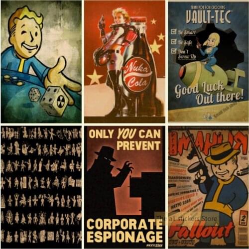 Fallout 3 4 Game Poster Home Furnishing decoration Kraft Game Poster Drawing core Wall stickers
