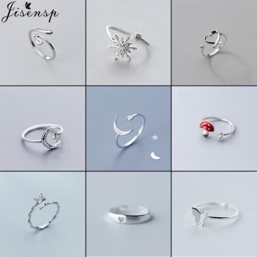 Jisensp 2021 Popular Fashion S925 Sterling Silver Female Ring Star Moon Butterfly Creative Rings for Women Luxury Jewelry Gift