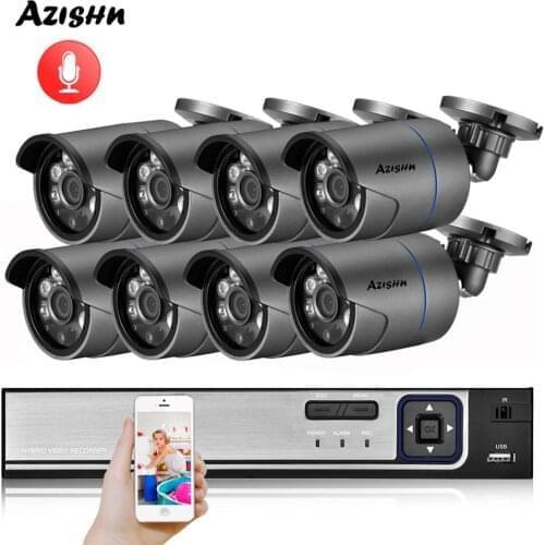 AZISHN H.265 8CH 3MP POE Security Camera System NVR Kit Audio Record IP Camera IR Outdoor IP66 CCTV Video Surveillance NVR Set