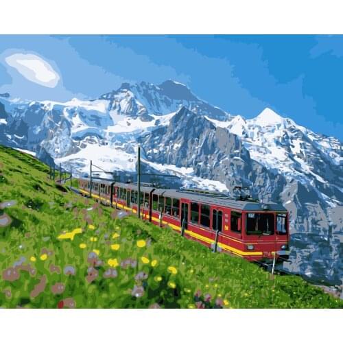 MaHuaf-i712 Grand Train Tour DIY painting by Numbers animal Hand-painted canvas oil paintings for Children Room home Decor