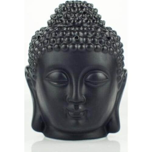 Ceramic Aromatherapy Oil Burner Buddha Head Aroma Bakhoor Incense Burner Indian Tibetan Incense Burner Buddhist Supplies L