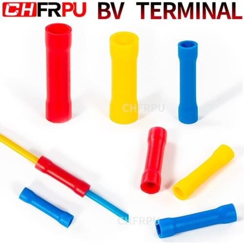 Terminals Quick crimping 50Pieces BV1.25 BV2 BV5.5 BV8 Insulated Straight Wire Butt Connector Electrical Crimp