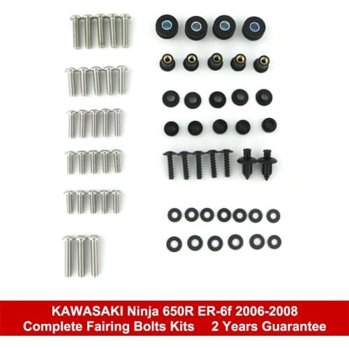 Fit For Kawasaki Ninja 650R ER-6f 2006 2007 2008 Motorcycle Complete Fairing Bolts Kit Speed Nuts Stainless Steel