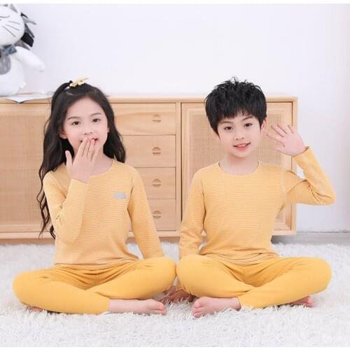 Childrens Clothing Sets for Girl 2-12y Plus Velvet Thermal Underwear Thicken Cotton Baby Boys Clothes Pajamas Suit Kids Costume