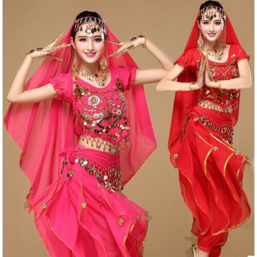 Indian Dancing Costume Set For Women Oriental Belly Dance Costumes Stage Performance Belly Dance Top Shirt And Pant