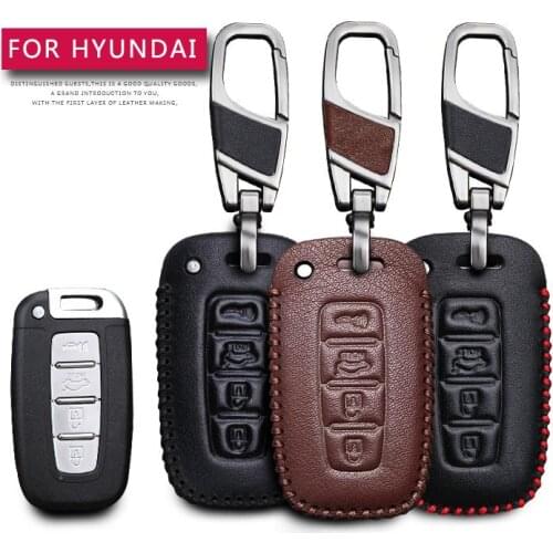 Leather Car Key Case Cover For Hyundai Elantra Sonata Veloster Genesis Protection Key Shell Skin Bag Only Case