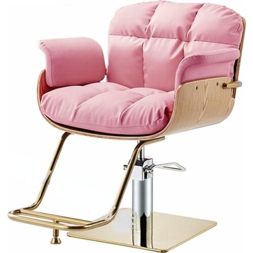 North Pink Barber Shop Chair golden leg Hair Salon Dedicated Barber Chair Beauty Salon Stool American Style Trend Lifting Chair