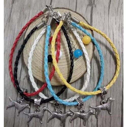Labrador Retriever Mix glass beads PU Leather Cords Amulet Bracelets & Bangle New Fashion Jewelry