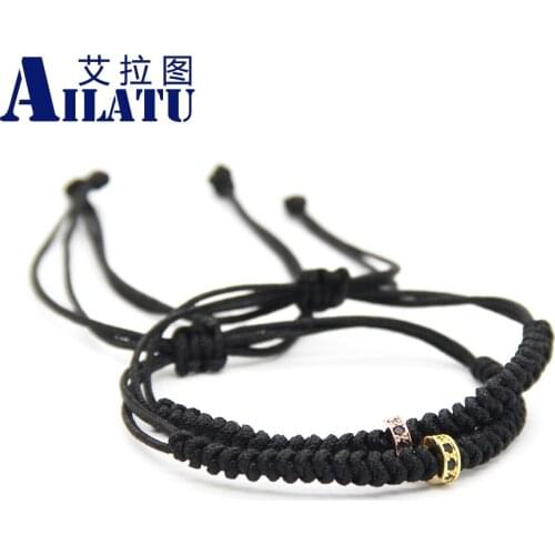 Ailatu New Fashion Men & Women Jewelry Haute Fastness Cubic Zirconia Wheel Braided Macrame Bracelet